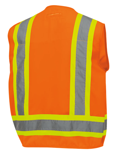 Hi-Vis 150D Poly Twill Surveyor's Safety Vest - Snap Closure - Hi-Vis Orange - XL product photo