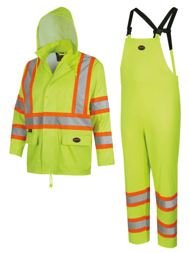 Waterproof Lightweight Safety Rain Suit - Yellow/Green - S product photo