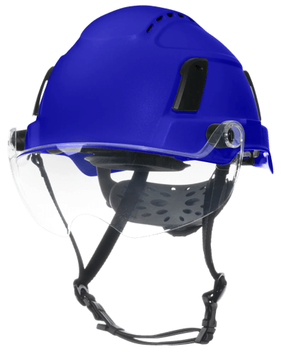 XS2-550V Series Type 2+ Vented Safety Helmet w/Flip-Up Visor - Blue product photo