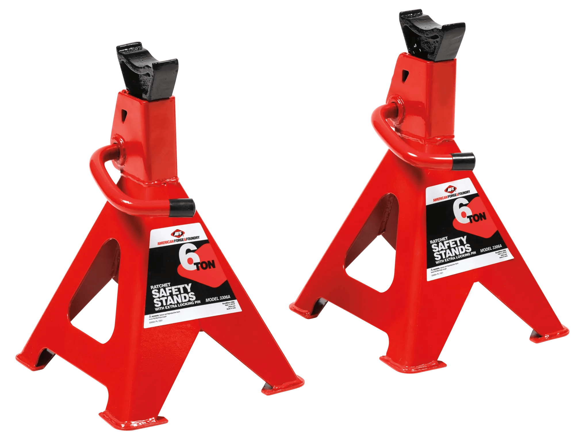 Jack Stands Set - Ratchet Style - Double Locking - 6 Ton Capacity