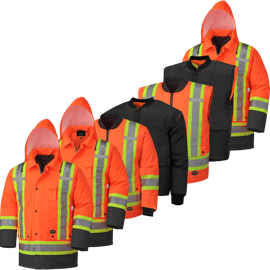 Parka 7-en-1 imperm&eacute;able &ndash; orange haute visibilit&eacute; &ndash; bas noir &ndash; homme TG photo du produit