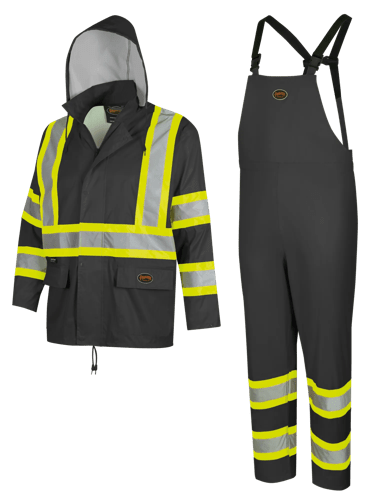 Waterproof Lightweight Safety Rain Suit - Black - L product photo