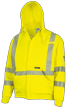 Hi-Vis 100% FR/Arc-Rated Heavyweight 12 oz Cotton Fleece Zip-Style Hoodie w/Detachable Hood - Hi-Vis Yellow - L product photo