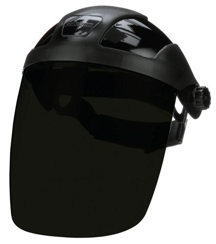 DP4 Series Face Shield with Crown and Ratcheting Headgear - Shade 5 IR Uncoated Polycarbonate 9" x 12.125" x .060" product photo