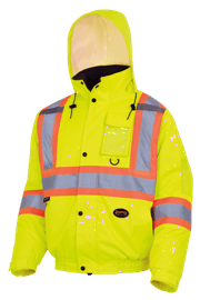 Blouson aviateur de s&eacute;curit&eacute; d&rsquo;hiver matelass&eacute; et imperm&eacute;able avec capuche amovible &ndash; Jaune/vert haute visibilit&eacute; &ndash; Taille homme 4TG photo du produit