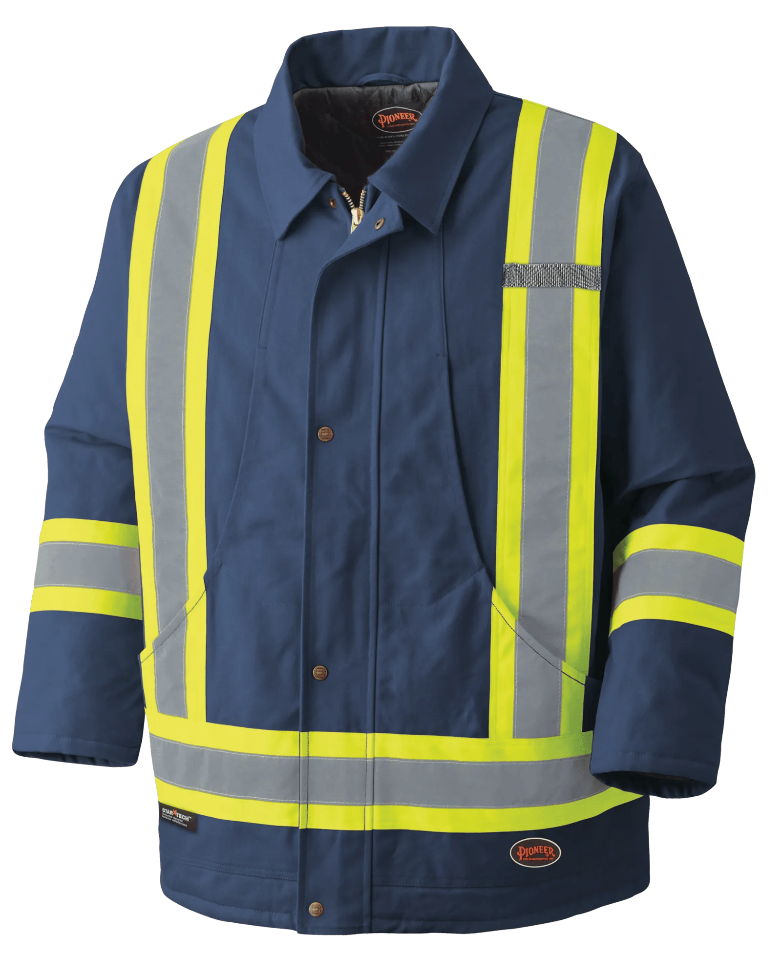 Quilted Cotton Duck Safety Parka – Navy – XL | V206038A-XL