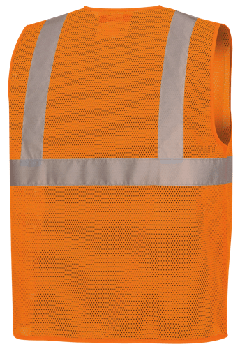 Hi-Vis Self-Extinguishing FR Poly Mesh Safety Vest - Zipper Closure - Hi-Vis Orange - XL product photo