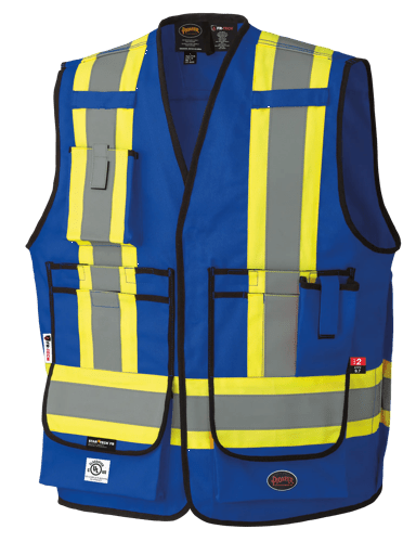 FR-Tech® Hi-Vis 88/12 7 oz FR/ARC-Rated Surveyor's Safety Vest - Snap Closure - Royal Blue - 2XL product photo