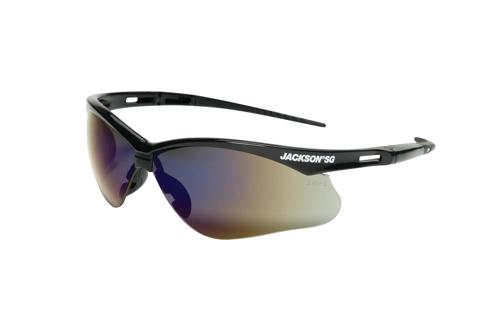 Jackson SG Safety Glasses - Black Frame - Blue Mirror Lens Anti-Scratch Hardcoat Lens product photo