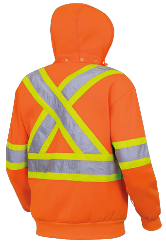 Hi–Vis Polyester Fleece Safety Hoodie – Zipper Closure – Hi–Vis