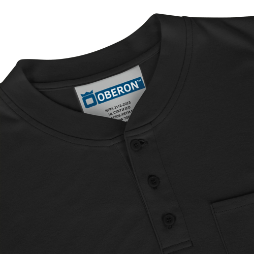 100% FR/Arc-Rated 7 oz Cotton Interlock Henley Shirt - Long