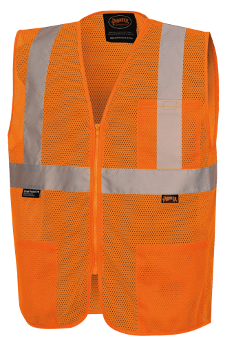 Hi-Vis Self-Extinguishing FR Poly Mesh Safety Vest - Zipper Closure - Hi-Vis Orange - XL product photo