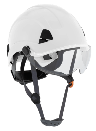 CH-350 Industrial Climbing Hard Hat w/Flip-Up Wraparound Visor - Non-Vented - White product photo