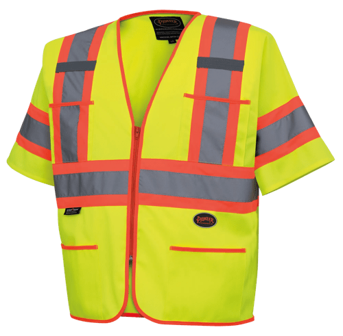 Hi-Vis  Short-Sleeved Safety Vest - Zipper Closure - Hi-Vis Yellow/Green - XL product photo