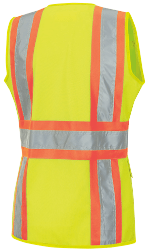 Women's Hi-Vis Tricot Poly Interlock Safety Vest - Zipper Closure - Hi-Vis Yellow/Green - L product photo