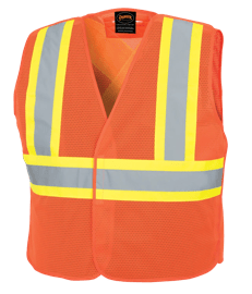 Gilet de s&eacute;curit&eacute; en filet de poly ajustable avec fermeture &agrave; 5 points - Orange fluorescent - Taille L/XL photo du produit