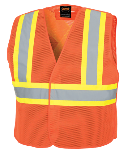 Gilet de s&eacute;curit&eacute; en filet de poly ajustable avec fermeture &agrave; 5 points - Orange fluorescent - Taille L/XL photo du produit