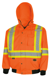 Blouson aviateur de s&eacute;curit&eacute; 7-en-1 imperm&eacute;able &ndash; Capuche amovible &ndash; Orange haute visibilit&eacute; &ndash; 2TG photo du produit