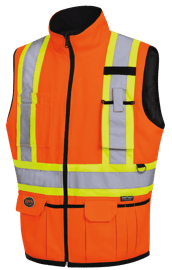 Veste de s&eacute;curit&eacute; isolant r&eacute;versible &ndash; Fermeture &agrave; glissi&egrave;re &ndash; Orange/Noir haute visibilit&eacute; &ndash; Taille homme 4TG photo du produit