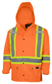 Veste de s&eacute;curit&eacute; Hi-Vis 450D - Imperm&eacute;able - Capuche amovible - Orange haute visibilit&eacute; &ndash; L photo du produit