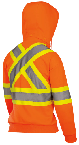 Women's Fleece Safety Hoodie &ndash; Zipper Closure &ndash; Hi-Vis Orange &ndash; Women's Size XL product photo