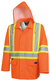 Manteau &laquo; The Rock &raquo; en polyester Oxford 300 D haute visibilit&eacute; enduit de PU - Orange haute visibilit&eacute; - G photo du produit