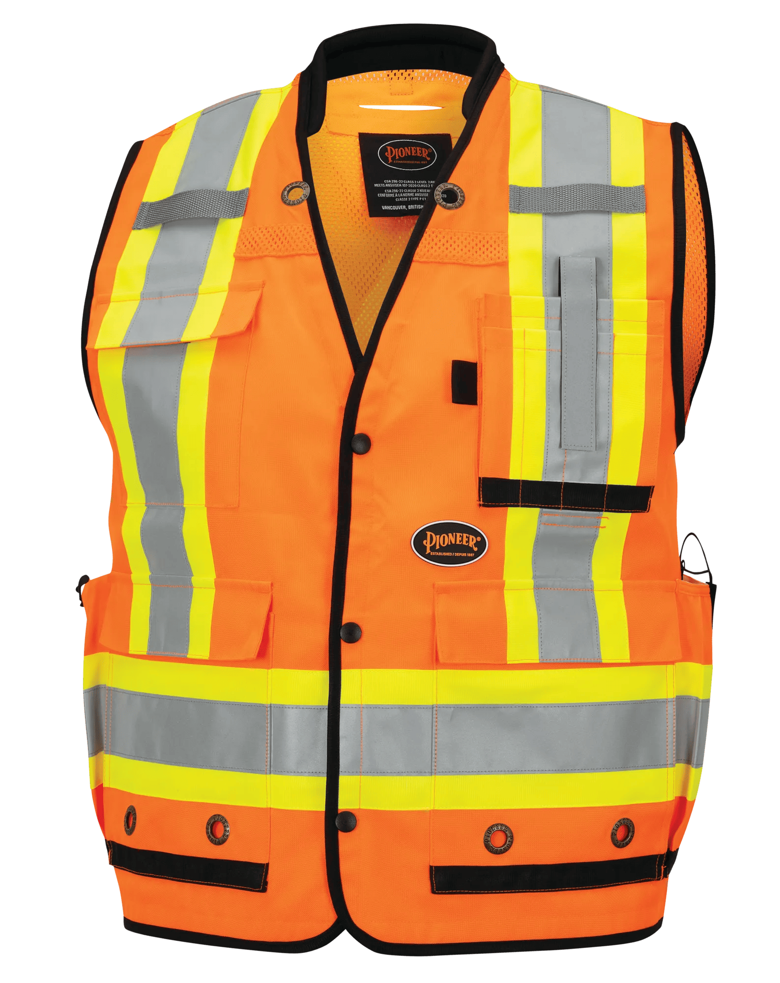 Hi-Vis Surveyor Vest - Antimicrobial - Mesh Back - Hi-Vis Orange