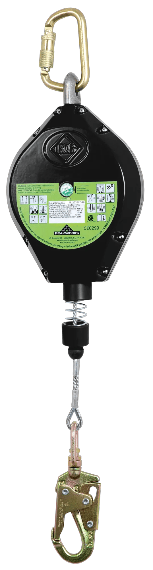 Leading Edge Single SRL Series – Class B – Cable – Snap Hook – 40