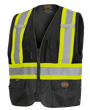 Hi-Vis Tricot Poly Safety Vest - Adjustable - Hook & Loop Closure - Black - L/XL product photo