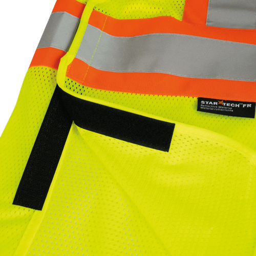 Hi-Vis Self-Extinguishing FR Poly Mesh Safety Vest - 5-pt Tear-Away - Hi-Vis Yellow/Green - S/M product photo