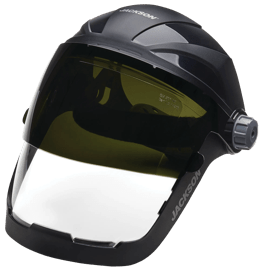 Quad™ 500 Series Face Shield - Chin and Side Guard - Ratcheting - Polycarbonate - Clear - Anti-Fog - Flip-up Shade 5 IR Visor product photo