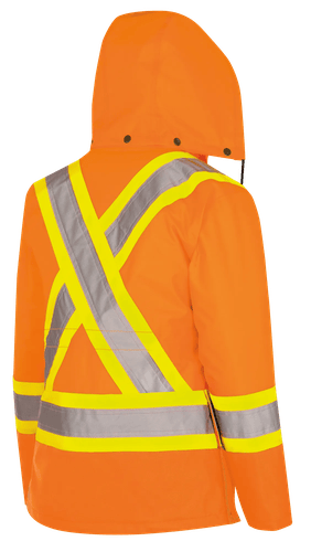 Women's Waterproof 7-in-1 Parka – Detachable Hood – Hi-Vis Orange