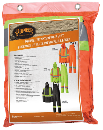 Hi–Vis Lightweight Waterproof Rain Suit – Orange – Men's L