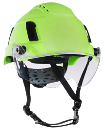 XS2-500 Series Type 2+ Vented Safety Helmet w/Flip-Up Visor - Hi-Vis Green product photo