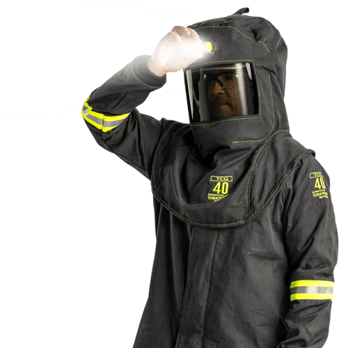40 Cal TCG&trade; Arc Flash Hood with Hard Cap, Ventilation System and Headlamp &ndash; Black &ndash; O/S product photo