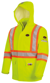 Manteau de pluie haute visibilit&eacute; ignifuge/anti-arc &eacute;l&eacute;ctrique imperm&eacute;able en poly/coton &ndash; Jaune haute visibilit&eacute; &ndash; G photo du produit