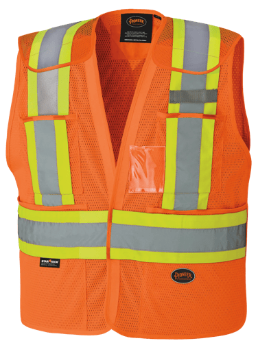 Hi-Vis Poly Mesh Drop Shoulder Safety Vest - Hi-Vis Orange - S/M