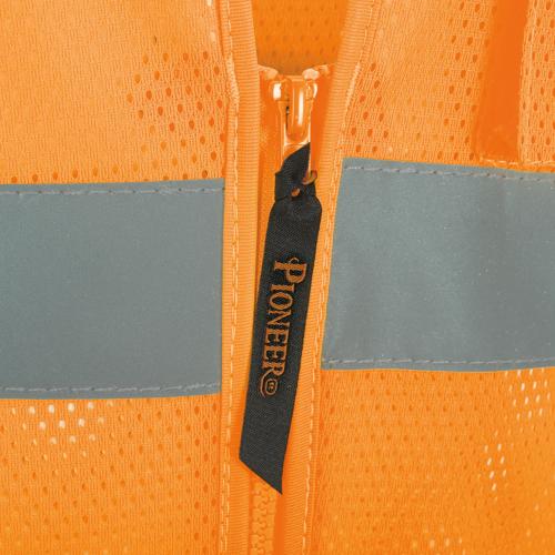 Hi-Vis Poly Mesh Safety Vest - Zipper Closure - Hi-Vis Orange - XL product photo