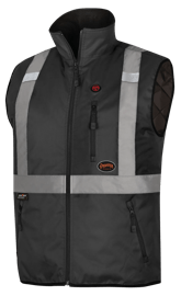 Hi-Vis Heated Insulated Safety Vest - 100% Waterproof - Black - M product photo