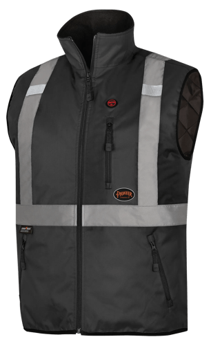 Hi-Vis Heated Insulated Safety Vest - 100% Waterproof - Black - M product photo