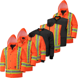 Parka 7-en-1 imperm&eacute;able &ndash; orange haute visibilit&eacute; &ndash; homme TG photo du produit