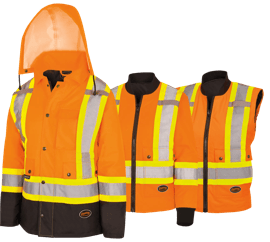 Parka 7-en-1 imperm&eacute;able pour femme &ndash; orange haute visibilit&eacute; &ndash; bas noir &ndash; femme 2TG photo du produit